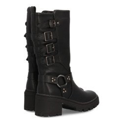 Botas de mujer estilo militar caña alta color negro 1022