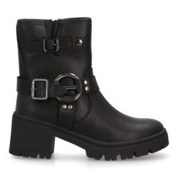 Botines de mujer estilo motero con caña color negro 1023