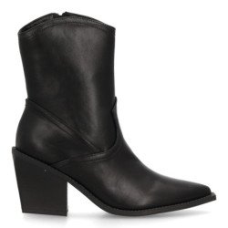 Botines camperos tacón medio y grabados de mujer color negro S-5568