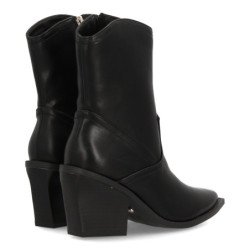 Botines camperos tacón medio y grabados de mujer color negro S-5568