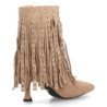 Botas tacón fino flechos y tachuelas de mujer color kaki S-5531