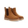 Botines planos estilo chelsea elegantes de mujer color camel