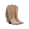 Botas camperas flecos laterales tacon comodo de mujer color beige