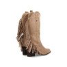 Botas camperas flecos laterales tacon comodo de mujer color beige