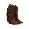 Botas camperas flecos laterales tacon comodo de mujer color cafe