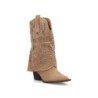 Botas camperas caña vuelta y tachuelas de mujer color beige