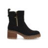 Botines tacón medio suela track elegante de mujer color negro 1986-11