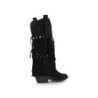 Botas camperas flecos en caña tacón medio cowboy de mujer color negro 52208