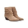 Botines tacón medio caña arrigada color kaki de mujer A-2509