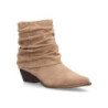 Botines tacón medio caña arrigada color kaki de mujer A-2509