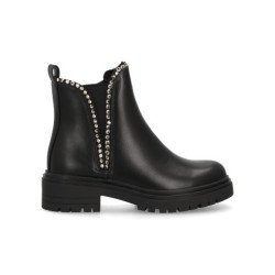 Botines tacón bajo estilo rock tachuelas mujer color negro AM7556