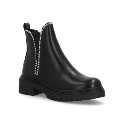 Botines tacón bajo estilo rock tachuelas mujer color negro AM7556