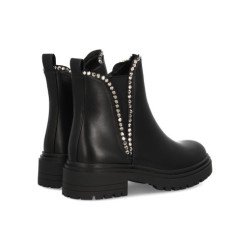 Botines tacón bajo estilo rock tachuelas mujer color negro AM7556