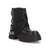 Botas estilo grunge comoda plataforma tachuelas y cadena de mujer color negro K-16