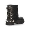 Botas estilo grunge comoda plataforma tachuelas y cadena de mujer color negro K-16