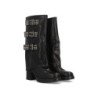Botas tacón medio estilo motero tachuelas de mujer color negro K-29