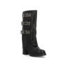 Botas tacón medio estilo motero tachuelas de mujer color negro K-29