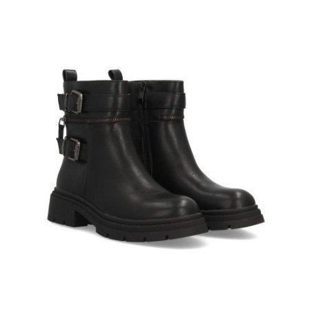 Botas moteras tacón bajo comoda de mujer color negro RQY82