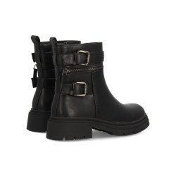 Botas moteras tacón bajo comoda de mujer color negro RQY82