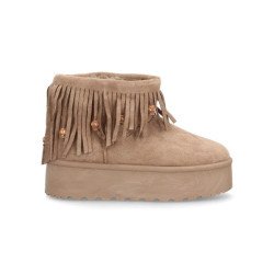 Botas australianas plataforma con flecos en caña de mujer color kaki YY-258