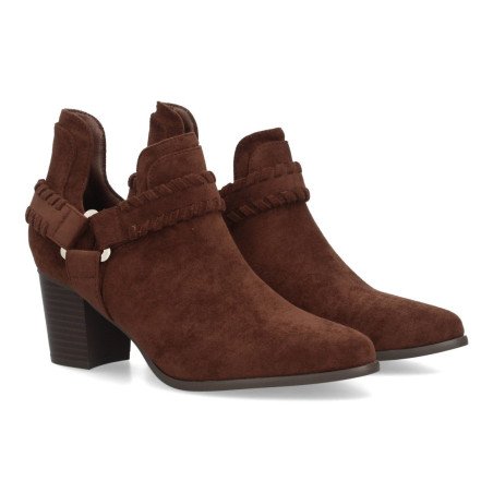 Botines estilo campero tacon medio mujer color marron S-5573