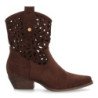 Botines camperos tacón medio calados de mujer color marron A-5747