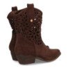 Botines camperos tacón medio calados de mujer color marron A-5747
