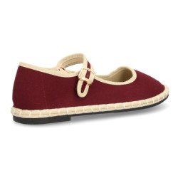 Merceditas planas en lona de mujer color burdeos FB-5675
