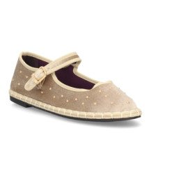 Merceditas planas y tachuelas de mujer color beige FB-5678