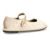 Merceditas planas y tachuelas de mujer color beige FB-5678