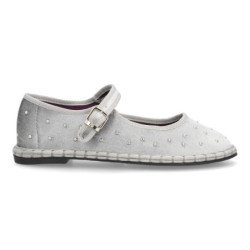 Merceditas planas y tachuelas de mujer color gris FB-5678
