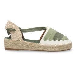 Sandalias planas en yute y lazo de mujer color verde MT-103