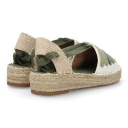 Sandalias planas en yute y lazo de mujer color verde MT-103