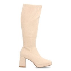 Botas de tacón ancho de mujer color beige YG710