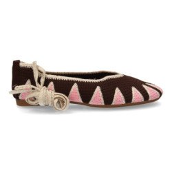 Bailarinas marrones planas de mujer diseño lazos AW-5701