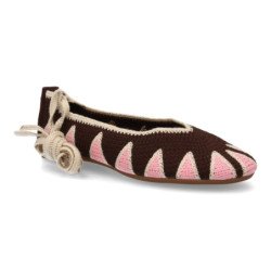 Bailarinas marrones planas de mujer diseño lazos AW-5701
