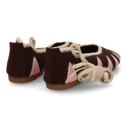 Bailarinas marrones planas de mujer diseño lazos AW-5701