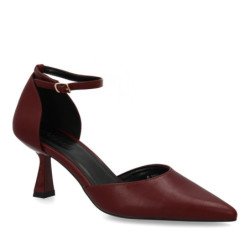 Zapatos de vestir color burdeos tacón comodo de mujer B-3369