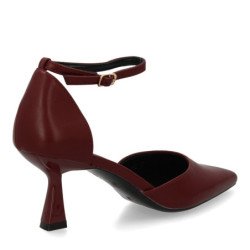 Zapatos de vestir color burdeos tacón comodo de mujer B-3369