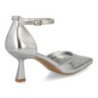 Zapatos plateados de vestir tacón comodo de mujer B-3369
