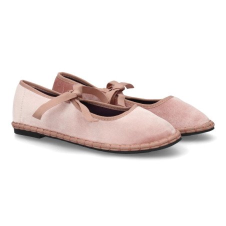 Merceditas terciopelo rosa planas lazos de mujer