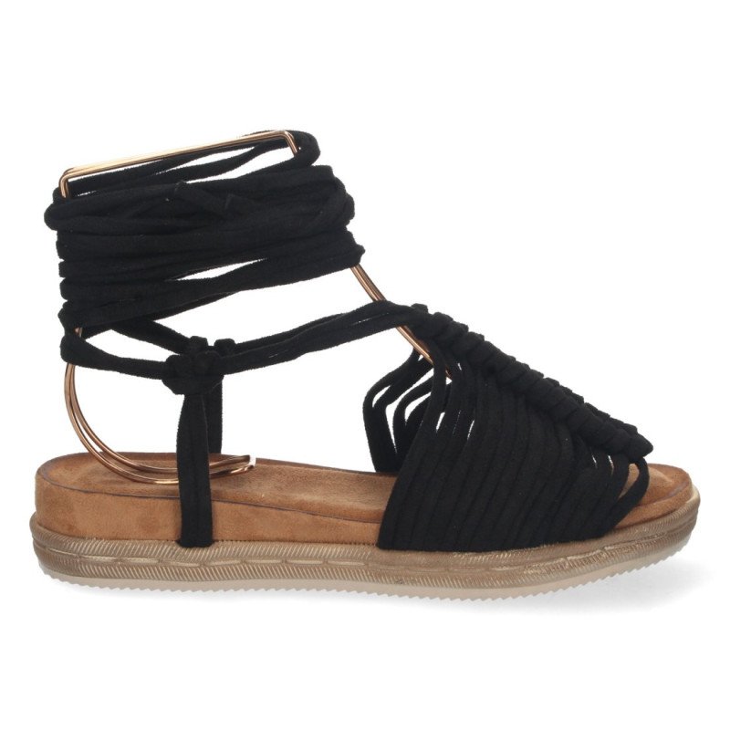 Sandalias Plana con Tiras al Tobillo
