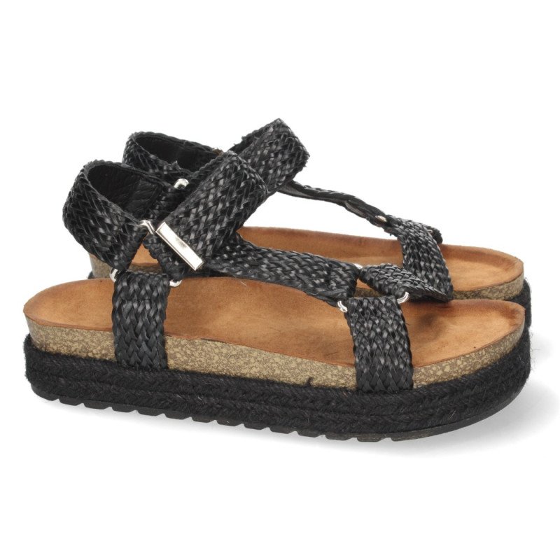 Sandalias con Yute y Cierre de Velcro