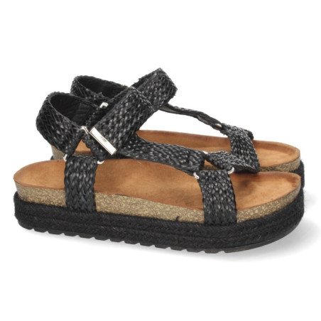 Sandalias con Yute y Cierre de Velcro
