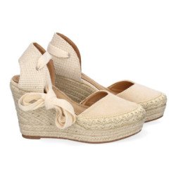Sandalias de Mujer con Cuña de Yute Comodas y Elegantes Diseño Moderno con Cintas
