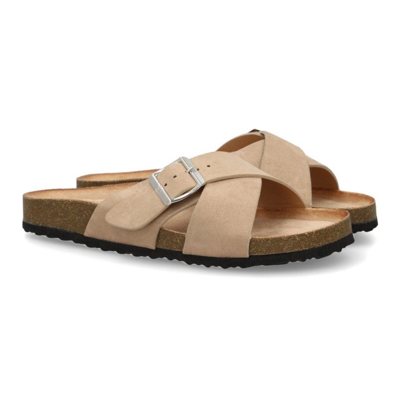 Sandalias Plana de Mujer Pala entrecruzada con Planta Anatomica de Bio