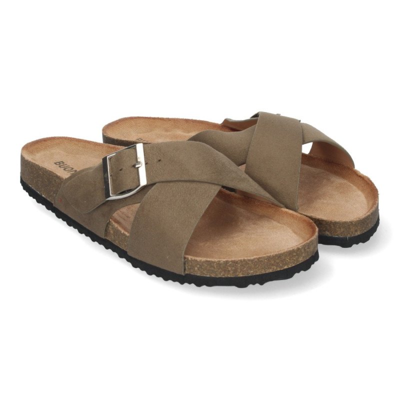 Sandalias Plana de Mujer Pala entrecruzada con Planta Anatomica de Bio