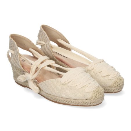 Sandalias de Cuña para Mujer Forrada de Yute con Pala Cerrada