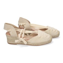Sandalias de Cuña para Mujer Forrada de Yute con Pala Cerrada