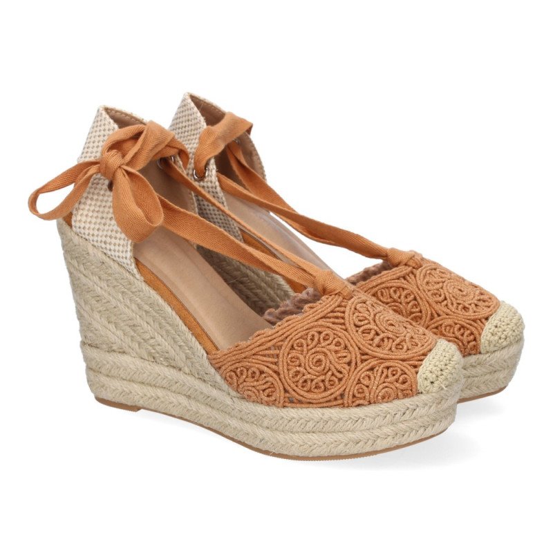 Sandalias de Cuña de Yute para Mujer Diseño Comodo y Moderno Elegante con Cintas